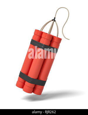 3D-Rendering aus einem Bündel von Dynamite Sticks auf einem weißen Hintergrund. Erkunden Sie Tiefen der Erde. Explosive funktioniert. Dynamite liefert. Stockfoto