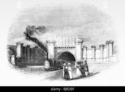 Der Eisenbahntunnel in Primrose Hill in der Nähe des Bahnhofs, im Londoner Stadtteil Camden, London, England. Es wurde am 5. Mai 1855 als Teil der ersten Ice-zwischen London und Birmingham (L&BR) von George und Robert Stephenson geplante geöffnet. Stockfoto