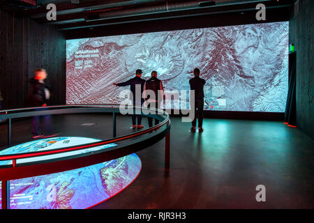 Interaktive Ausstellung Vulkan, Lava, Szeged, Island. Stockfoto