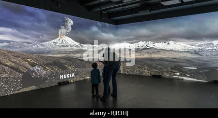 Interaktive Ausstellung, Lava, Szeged, Island. Stockfoto