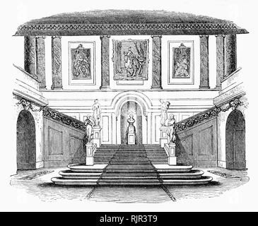 Der Innenraum der Goldschmiede "Halle an der Kreuzung der Lane Foster und Gresham Street in der City von London. Es hat sich als ein Assay Office und der Hauptsitz des Londoner Goldsmith Guild serviert, Worshipful Company der Goldschmiede, einer der Livery Unternehmen der Stadt London, seit 1339. Die dritte Halle von Philip Hardwick und denen bei der Eröffnung Abendessen in 1835 inklusive der Herzog von Wellington und Robert Peel entwickelt wurde. Stockfoto