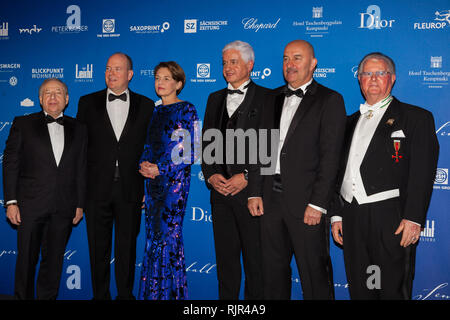 Jean Todt, Fürst Albert II. Grimaldi, Elke Büdenbender, Hans-Joachim Frey, Stanislaw Tschertschessow, Jürgen Preiss-Daimler semperopernball 2019 Stockfoto