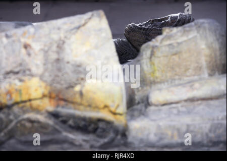William Marshal, 1st Earl of Pembroke Bildnis und William Marshal, 2. Earl of Pembroke, Bildnis im romanischen Tempel Kirche Erbaut 1185 durch Ritter Templa Stockfoto