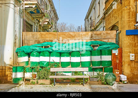 Green Line - Pufferzone zwischen griechischen und türkischen Teil der Stadt Nikosia (Lefkosia), Zypern Stockfoto