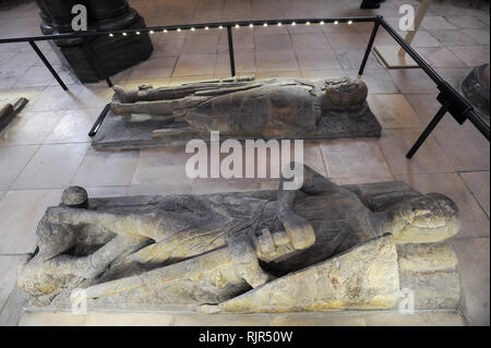 William Marshal, 1st Earl of Pembroke Bildnis und William Marshal, 2. Earl of Pembroke, Bildnis im romanischen Tempel Kirche Erbaut 1185 durch Ritter Templa Stockfoto
