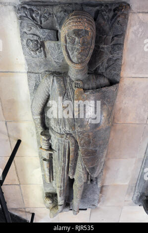 William Marshal, 1st Earl of Pembroke Bildnis im romanischen Tempel Kirche Erbaut 1185 durch Ritter Templer von Dan Brown's 2003 meistverkauften Roman Stockfoto