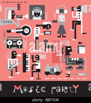 Musik Party. Vector Illustration mit Text. Stock Vektor