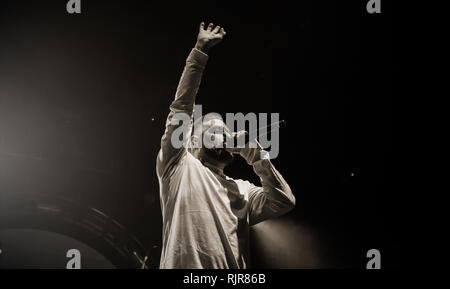 Fragen live bei o2 Victoria Warehouse Februar 2019 Stockfoto