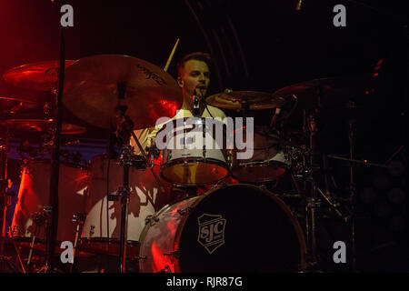 Fragen live bei o2 Victoria Warehouse Februar 2019 Stockfoto