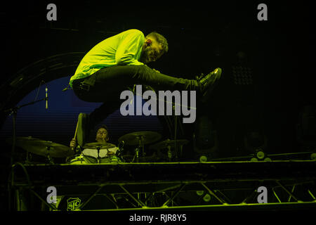 Fragen live bei o2 Victoria Warehouse Februar 2019 Stockfoto
