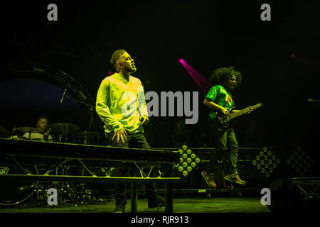 Fragen live bei o2 Victoria Warehouse Februar 2019 Stockfoto