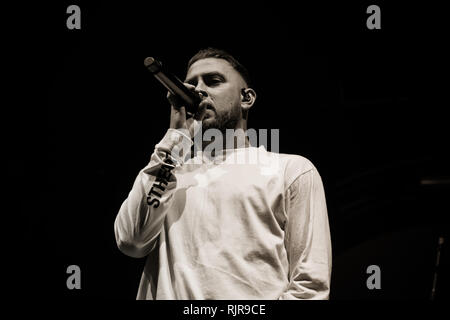 Fragen live bei o2 Victoria Warehouse Februar 2019 Stockfoto