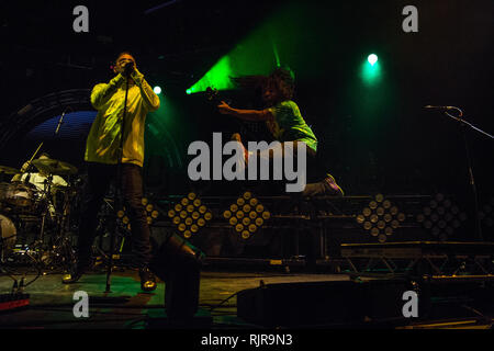 Fragen live bei o2 Victoria Warehouse Februar 2019 Stockfoto
