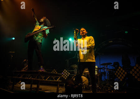 Fragen live bei o2 Victoria Warehouse Februar 2019 Stockfoto