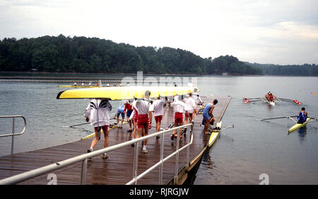 Atlanta, USA., allgemeine Ansicht, Bootfahren und Pontoon, Lake Lanier Kurs, der Installation, der Olympischen Ruderregatta 1996, Lake Lanier, Georgien, [Pflichtfeld Credit Peter Spurrier/Intersport Bilder] Stockfoto