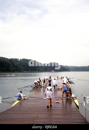 Atlanta, USA., allgemeine Ansicht, Bootfahren und Pontoon, Lake Lanier Kurs, der Installation, der Olympischen Ruderregatta 1996, Lake Lanier, Georgien, [Pflichtfeld Credit Peter Spurrier/Intersport Bilder] Stockfoto