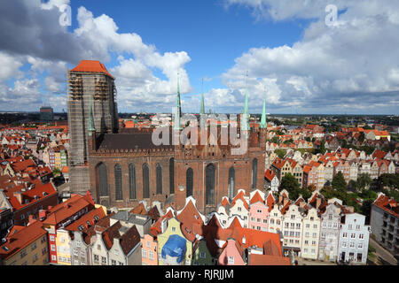 Polen - Danzig Stadt (wissen Sie auch NAS-Danzig) in der Region Pommern. Altstadt Luftbild mit der berühmten Basilika. Stockfoto