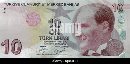 20 Lira türkische Banknote zeigt, Kemal Atatürk, der erste Präsident der Türkei Stockfoto