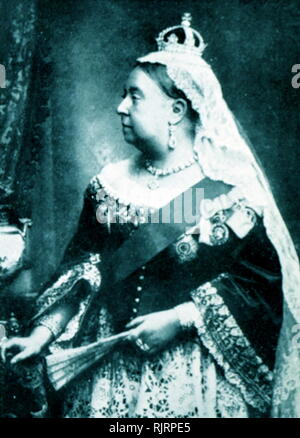 Victoria (1819-1901), Königin des Vereinigten Königreichs von Großbritannien und Irland vom 20. Juni 1837 bis zu ihrem Tod. Am 1. Mai 1876, nahm sie die zusätzlichen Titel der Kaiserin von Indien. Stockfoto