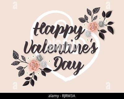 Happy Valentines Tag Grußkarte mit Herzen und Blumen Dekoration - Vector Illustration Stock Vektor
