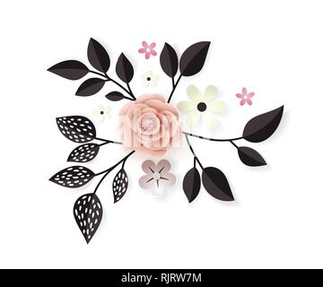 Blumen Papier Dekoration - auf weißem Hintergrund Stock Vektor