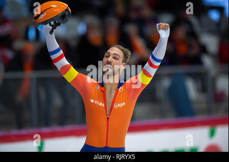 Vom 7. Februar 2019 Inzell, Deutschland ISU World Single Entfernungen Eisschnelllauf Meisterschaften Teamsprint Kjeld Nuis Stockfoto