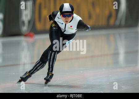 Inzell, Deutschland. 7. Feb 2019. ISU World Single Entfernungen Eisschnelllauf Meisterschaften Miho Takagi Credit: Orange Bilder vof/Alamy leben Nachrichten Stockfoto