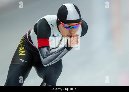 Inzell, Deutschland. 7. Feb 2019. ISU World Single Entfernungen Eisschnelllauf Meisterschaften Ayano Sato Credit: Orange Bilder vof/Alamy leben Nachrichten Stockfoto