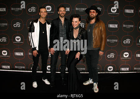 Los Angeles, USA. 07 Feb, 2019. Lzzy Hale, Arejay Hale, Joe Hottinger, Josh Smith von Halestorm nehmen an der Warner Music Pre-Grammy Party auf der NoMad Hotel am 7. Februar 2019 in Los Angeles, Kalifornien. Foto: Absturz/imageSPACE Credit: Imagespace/Alamy leben Nachrichten Stockfoto