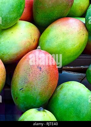 Makro von frischem Mango Obst an einem Lebensmittelmarkt Stockfoto