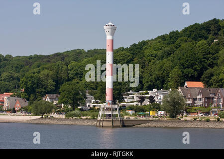 Der Leuchtturm an der Elbe in Blankenese, Hamburg, Deutschland, Europa Stockfoto