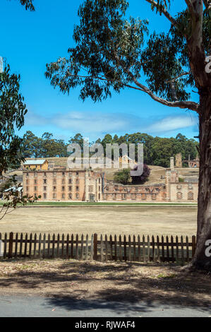 Blick auf die historische Stätte Port Arthur, ein ehemaliger britischer strafrechtliche Station und jetzt eine Open-air Museum. Stockfoto