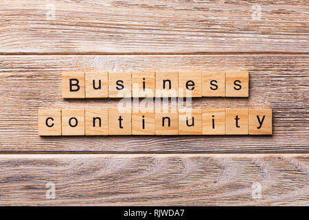 Business Continuity Wort auf Holz Block geschrieben. Business Continuity text auf Holz- Tabelle für Ihr Design, Konzept. Stockfoto