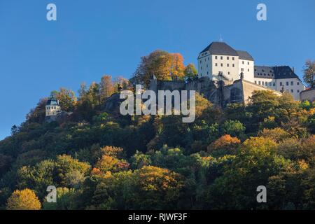 Königstein Festung, Elbsandsteingebirge, Saechsischen Schweiz, Sächsische Schweiz, Sachsen, Deutschland Stockfoto