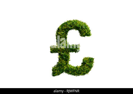Topiary Tree in der Form des Britischen Pfunds Symbol Stockfoto