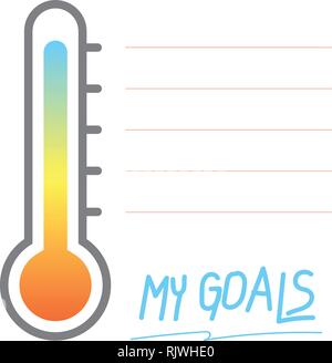 Meine Ziele druckbare mit Thermometer Zeichen, trendige Selbstorganisation Konzept. Vector Illustration Stock Vektor