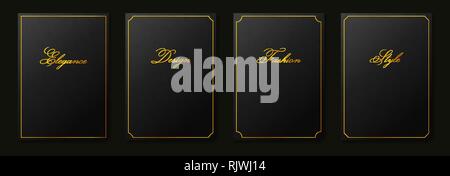 Luxus schwarzes Papier Hintergründe mit Goldfolie frame Stock Vektor