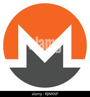 Vector Illustration Monero crypto Währung blockchain Flachbild Logo auf weißem Hintergrund. Stock Vektor