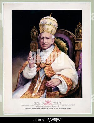 Leo XIII. Geboren am 2. März d 1810. Febr. gewählt. 20 1878. Gioachimo [sic] Pecci. Authentische Porträt aus dem Vatikan Album des Ökumenischen Rates Ca. 1878 Stockfoto