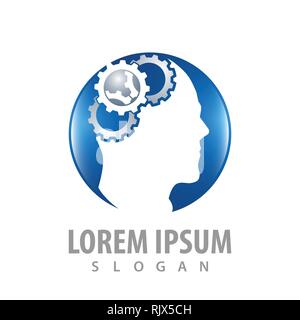 Gehirn Kopfbedeckung Kreis logo Konzept Design. Symbol grafische Vorlage element Stock Vektor
