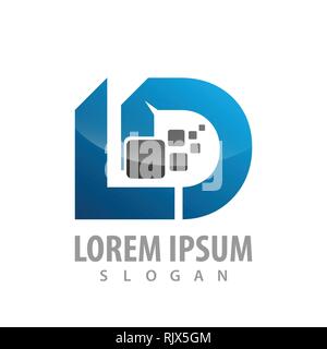 Digitale initial LD logo Konzept Design. Symbol grafische Vorlage element Stock Vektor