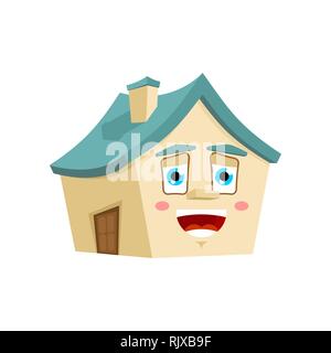 Happy House emotion isoliert. lucky Home Cartoon Stil. Gebäude freudige Vektor Stock Vektor