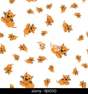 Nahtlose Muster aus Cat. Vector Illustration im Cartoon Stil. Stock Vektor