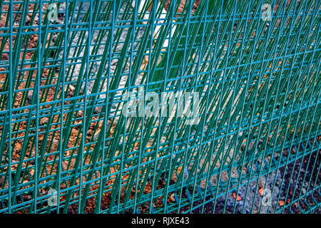 Paket aus verzinktem Stahl für den Zaun mit einem pulverbeschichtet Grün close-up Stockfoto