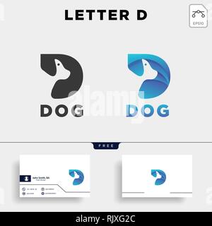 Buchstabe D Hund Haustier line Art Style Logo Vorlage Vektor icon-Element isoliert Stock Vektor