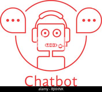 Dünne Linie chatbot wie Hotline Service Stock Vektor
