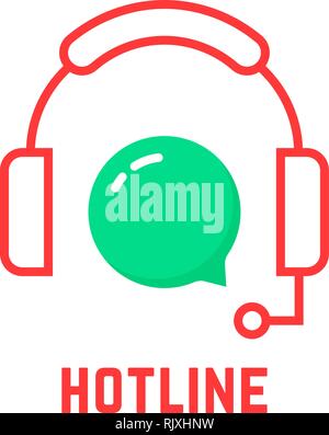 Rote dünne Linie hotline Symbol Stock Vektor