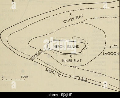 . Atoll Forschung Bulletin. Korallenriffe und Inseln; Meeresbiologie; Marine Sciences. 57. Abbildung 1, Karte von westlichen Teil von Heron Island Reef mit Positionen (X) von Versuchsflächen und ungefähre Verteilungen der wichtigsten Lebensräume.. Bitte beachten Sie, dass diese Bilder sind von der gescannten Seite Bilder, die digital für die Lesbarkeit verbessert haben mögen - Färbung und Aussehen dieser Abbildungen können nicht perfekt dem Original ähneln. extrahiert. Smithsonian Institution. Drücken Sie; National Research Council (U. S.). Pacific Science Board, Smithsonian Institution, National Museum of Natural Hi Stockfoto