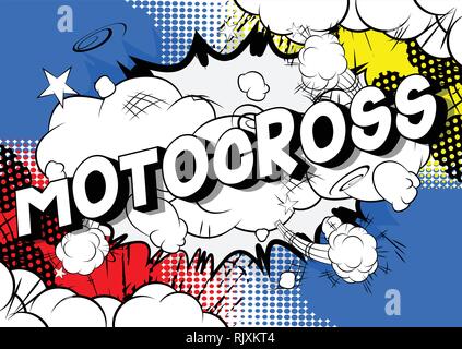 Motocross-Vektor illustrierte Comic Stil Phrase auf abstrakten Hintergrund. Stock Vektor