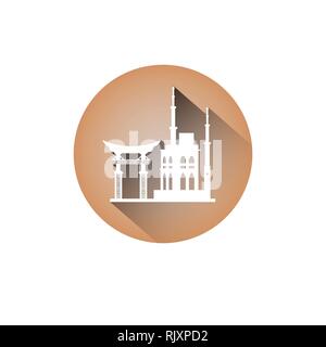 Korea Wahrzeichen Symbol Seoul Tor und Turm Südkoreanischen Silhouette Symbol Stock Vektor